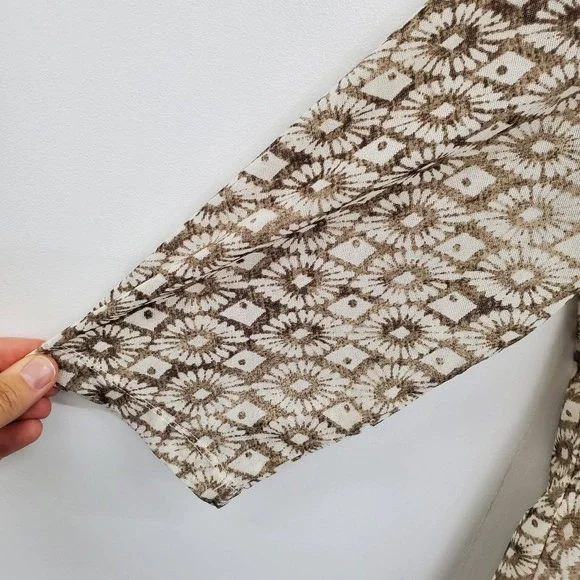 Chico's Womens 3 (XL) Brown Tan Abstract Diamond Print Asymmetric Hem Tunic Top - Picture 6 of 13